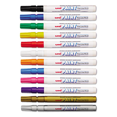 Sanford - uni-Paint Markers, Fine Point, Assorted - 12/Set