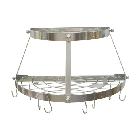 Range Kleen 2-Shelf Semi-Circle Wall-Mounted Pot Rack, Stainless Steel