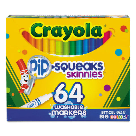 Crayola Pip-Squeaks Skinnies Washable Markers, Assorted Colors, 64/Pack