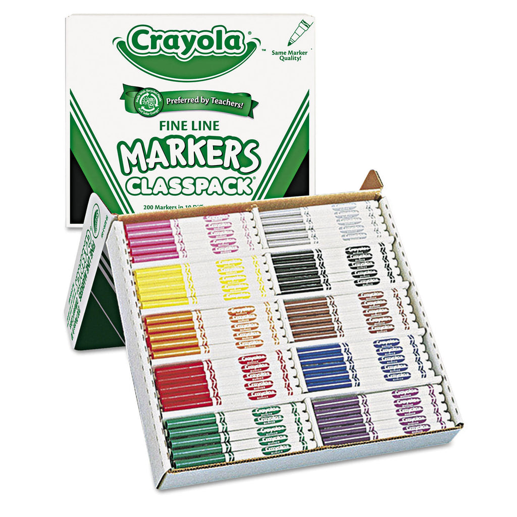 Crayola Non-Washable Classpack Markers, Fine Point, Ten Assorted Colors (200 ct.)