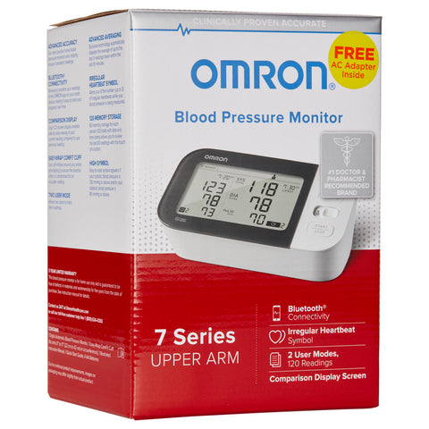 OMRON 7 Series Upper Arm Bluetooth Blood Pressure Monitor with AC Adapter