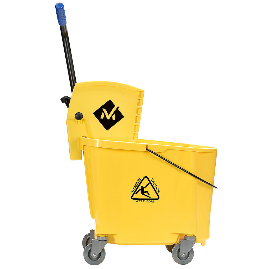 Dryser Commercial Janitorial Housekeeping Cart and 26 Qt. Mop Bucket Wringer, Yellow