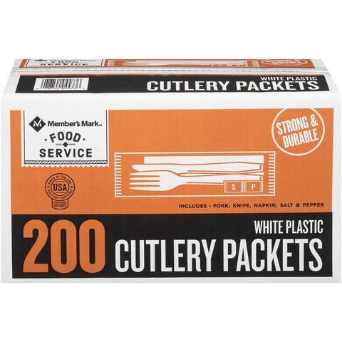 Member's Mark White Plastic Cutlery Packets (200 ct.)
