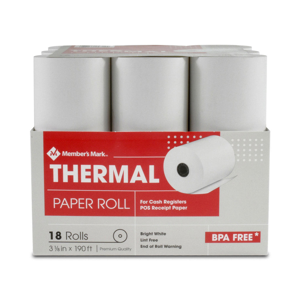 Member's Mark Thermal Receipt Paper Rolls. 3 1/8" X 190'. 18 Rolls