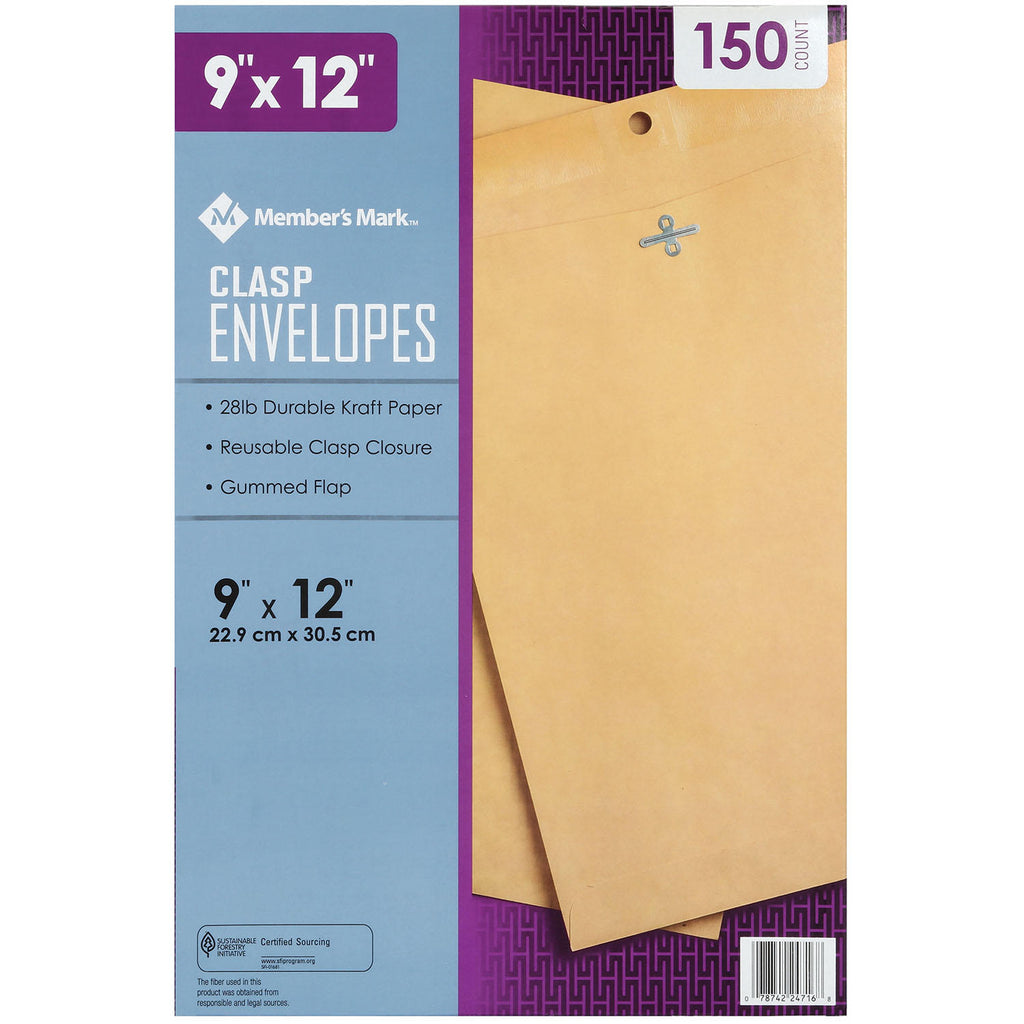 Member's Mark Clasp Envelope 9" x 12" (150 ct.)