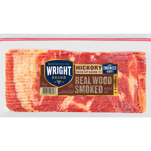 Wright Brand Thick Cut Bacon. Hickory Smoked (4 lbs.)
