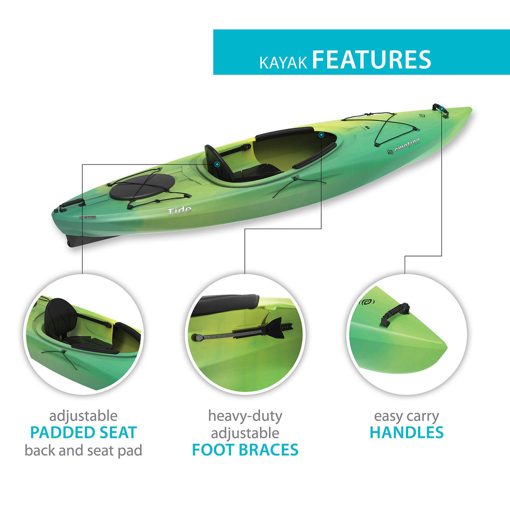 Emotion Tide 10' Sit-In Kayak - 2 Pack (Paddles Included)