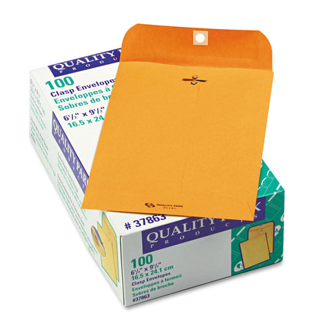 Quality Park - Clasp Envelope, 6 1/2" x 9 1/2", Brown Kraft - 100/Box