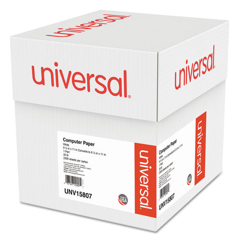 Universal® Computer Paper, 20lb, 9-1/2" x 11", Letter Trim Perforation, White, 2300 Sheets
