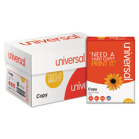 Universal Copy Paper, 92 Brightness, 20lb, 8-1/2" x 11", White, Choose Case or Pallet