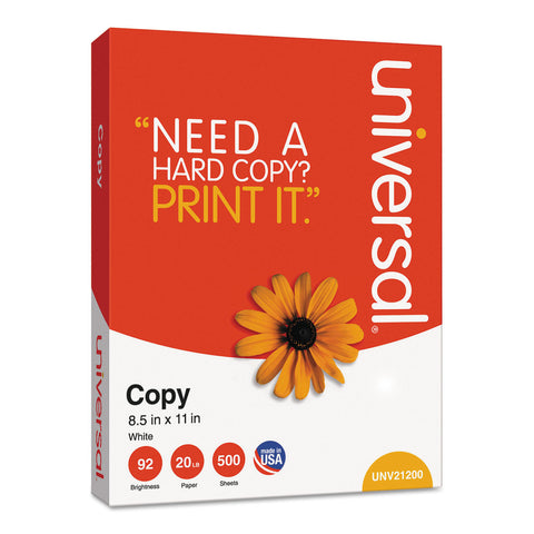 Universal Copy Paper, 92 Brightness, 20lb, 8-1/2" x 11", White, Choose Case or Pallet