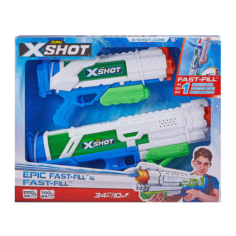 Zuru X Shot 2PK Water Blasters - Large Fast-Fill And Medium Fast-Fill