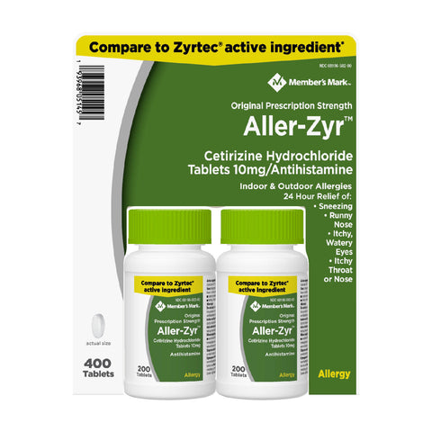 Member's Mark Aller-Zyr. Cetirizine HCl 10 mg. Antihistamine (400 ct.)
