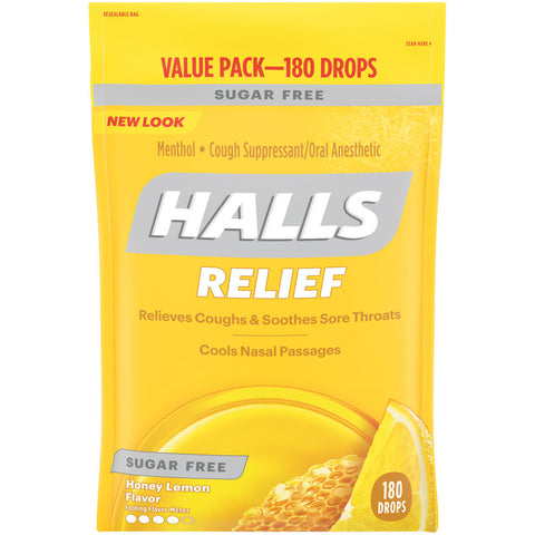 HALLS Relief Honey Lemon Sugar Free Cough Drops Value Pack (180 ct.)