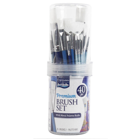 ArtSkills Premium 40 Piece Brush Set Includes Metal Palette Knife