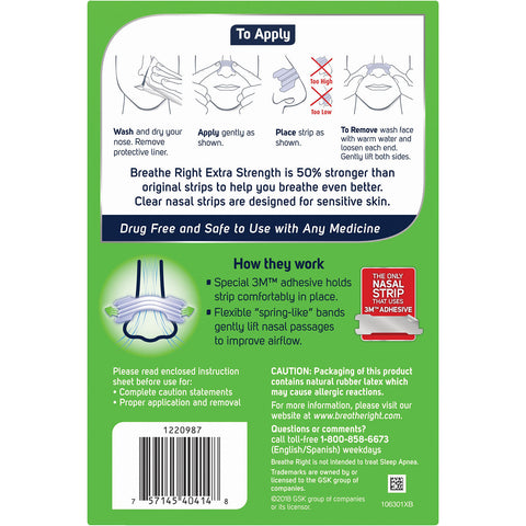 Breathe Right Nasal Strips to Stop Snoring, Drug-Free Extra Clear (72 ct.)