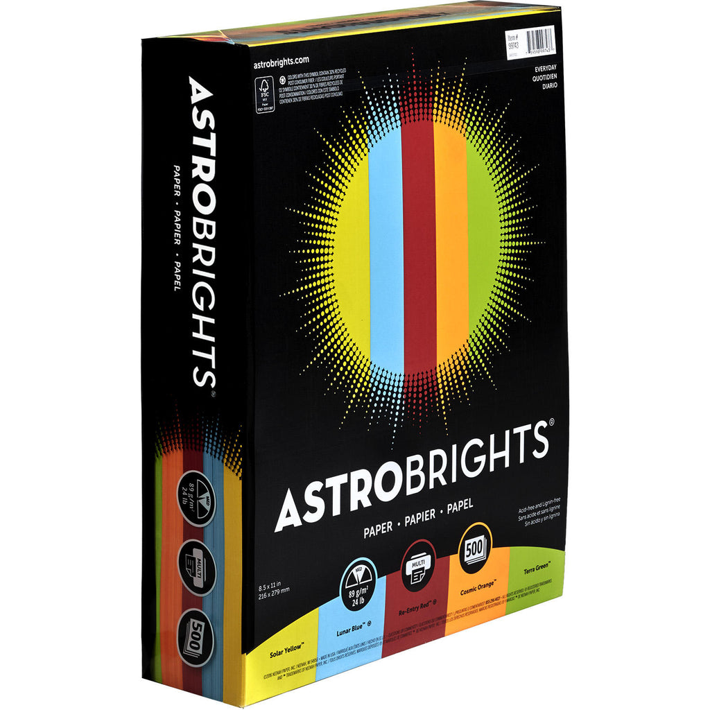 Astrobrights Color Paper, 24 lb., 8.5 x 11, “Everyday” 5-Color Assor –  Openbax
