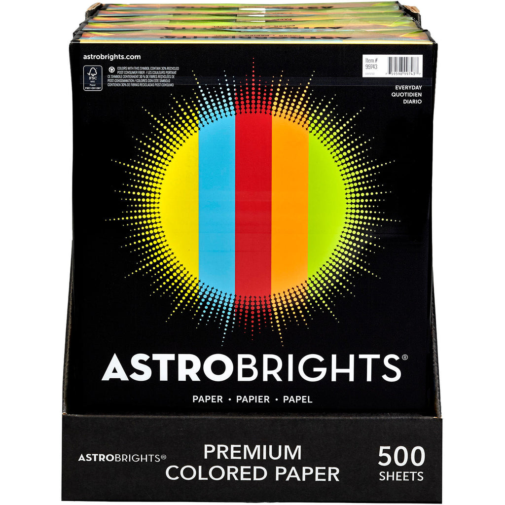 Astrobrights Color Paper, 24 lb., 8.5 x 11, “Everyday” 5-Color