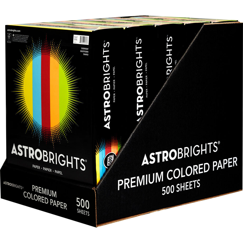 Astrobrights Colored Paper, 24 lb., 8-1/2 x 11, Warm Assortment, 500  Sheets Per Ream 