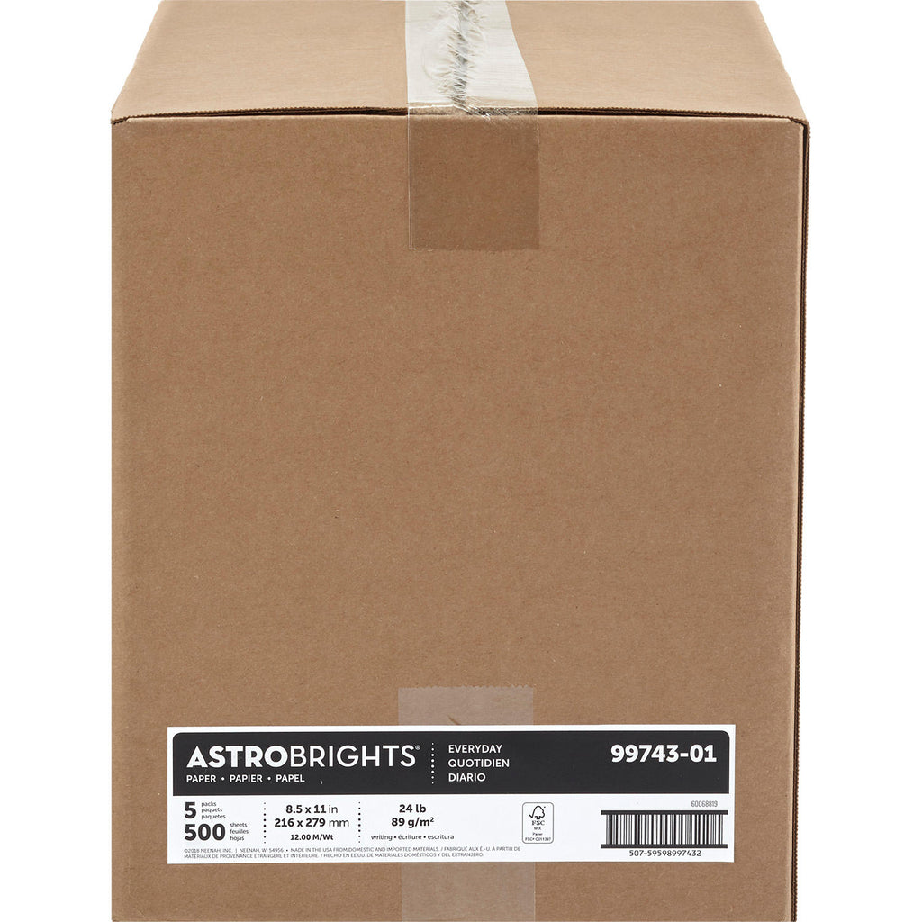 Astrobrights Color Paper - Five-Color Mixed Carton, 24lb, 8.5 x 11, Assorted,  500 Sheets/Ream, 5 Reams/Carton (22999)