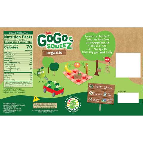 GoGo SqueeZ Organic Apple Apple (3.2 oz., 28 ct.)