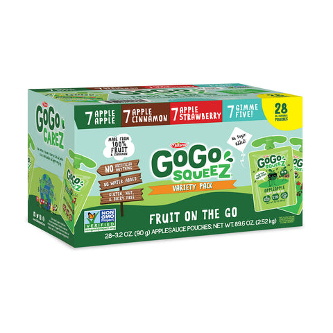 GoGo squeeZ Applesauce, Apple/Cinnamon/Strawberry/GIMME Five (3.2 oz., 28 pk.)