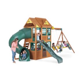 KidKraft Charleston Lodge Wooden Outdoor Swing Set/Playset