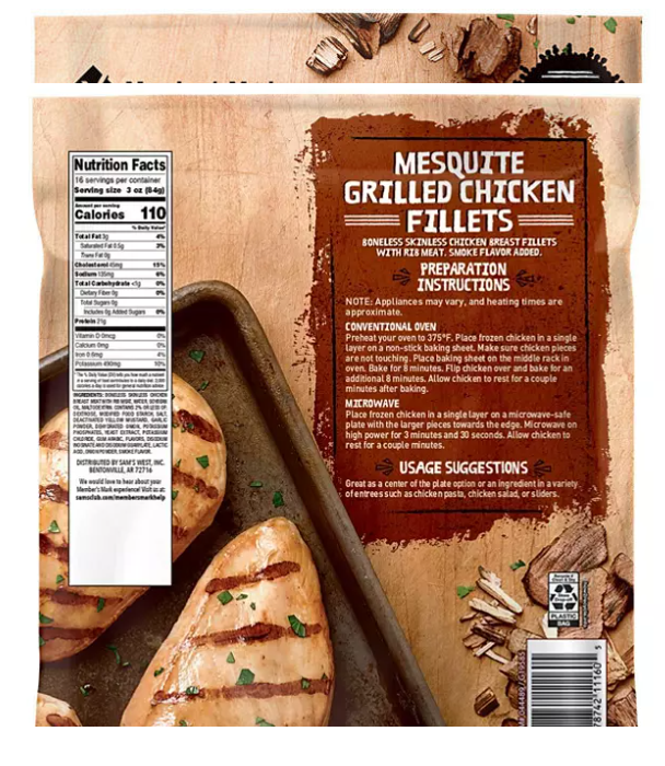 Oz Grilled Chicken Nutrition Member's Mark Mesquite Grilled