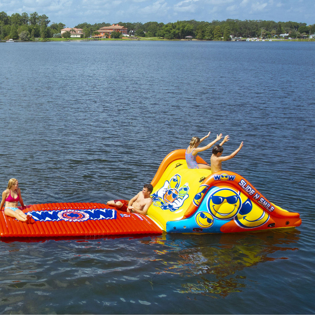 WOW Slide N Smile Floating Waterslide and 10 x 6' Walkway Platform ...