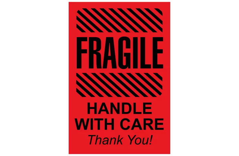 "Fragile/Handle with Care/Thank You" Label - 4 x 6"