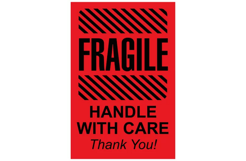 "Fragile/Handle with Care/Thank You" Label - 2 x 3"
