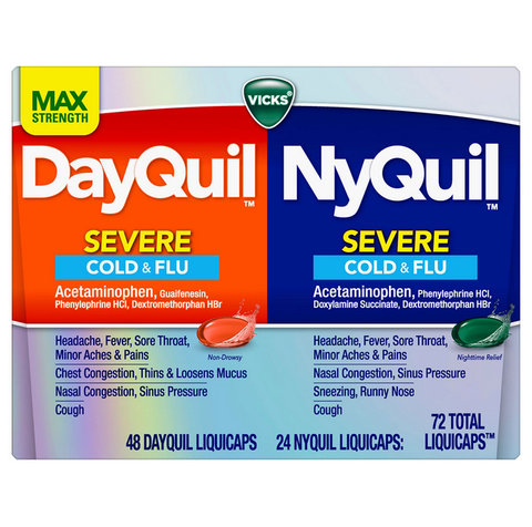 Vicks DayQuil and NyQuil Severe Cough Cold. & Flu Relief LiquiCaps Convenience Pack (72 ct.)