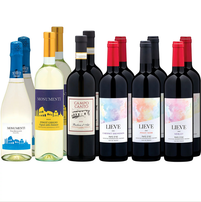 Premium Wines of Europe Entertainment Bundle Variety (750 ml bottle. 12 Pack)