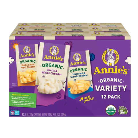 Annie's Homegrown Organic Macaroni and Cheese Variety Pack. 12 ct. 6 oz.