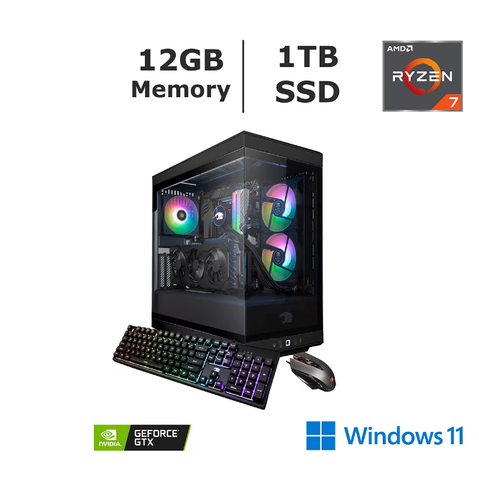 iBUYPOWER Y40 311A Gaming PC, AMD Ryzen 7 7700X, 32GB DDR5 5200 MHz RGB RAM, 1TB NVMe SSD, GeForce Nvidia RTX 4070Ti 12GB
