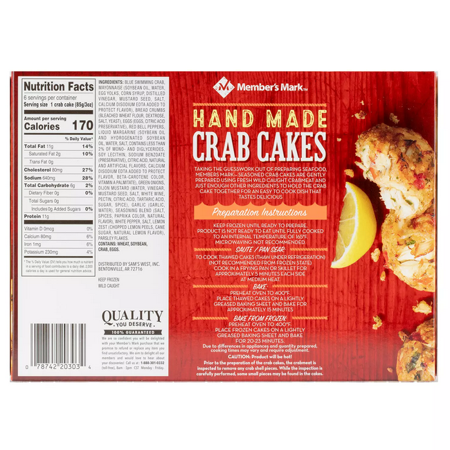 Members Mark Handmade Crab Cakes. Frozen (18 oz.)