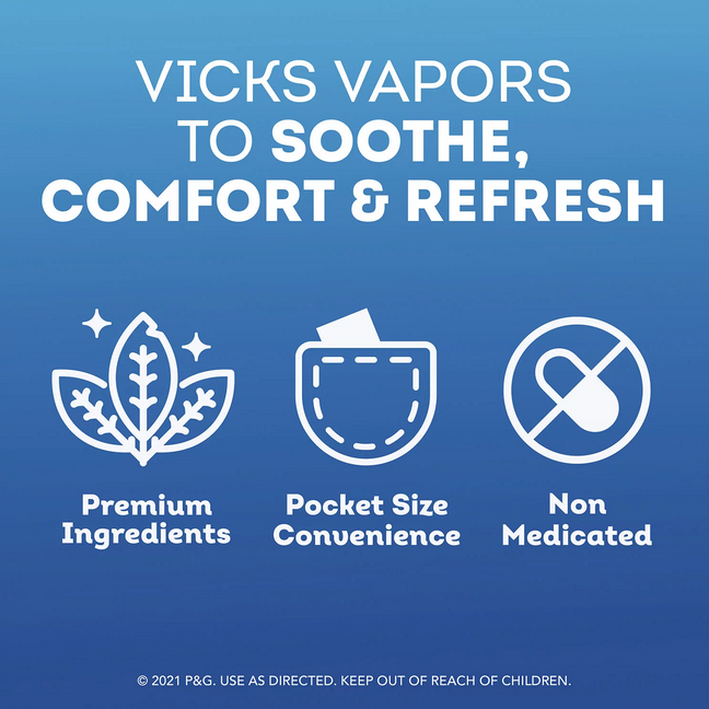 Vicks VapoInhaler, Portable Nasal Inhaler, Menthol Scent (4 Count)