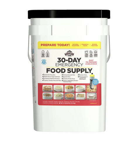 Augason Farms Emergency Food Supply Pail with Water Filtration Bottle (1 person. 30 days)