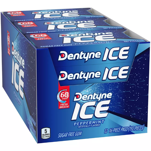 Dentyne Ice Peppermint Gum. 12 pk. 16 ct.