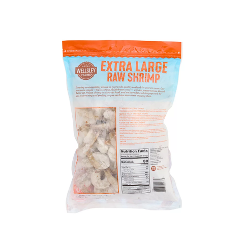 Wellsley Farms Extra Large Uncooked Shrimp. 2 lbs.