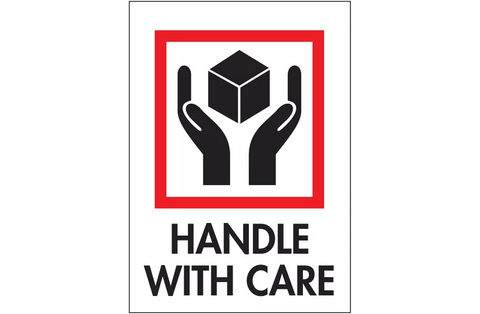 International Safe Handling Labels - "Handle with Care", 3 x 4"