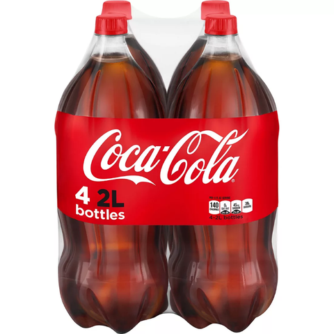 Coca-Cola Regular Soda. 4 pk. 2L bottles