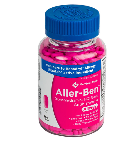 Member’s Mark 25mg Aller-Ben. Diphenhydramine HCL. (600 ct.)