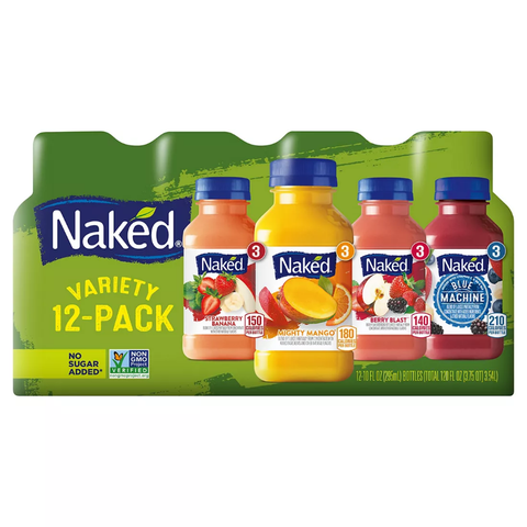 Naked 100% Juice Smoothies Variety Pack. 12 ct. 10 fl. oz.