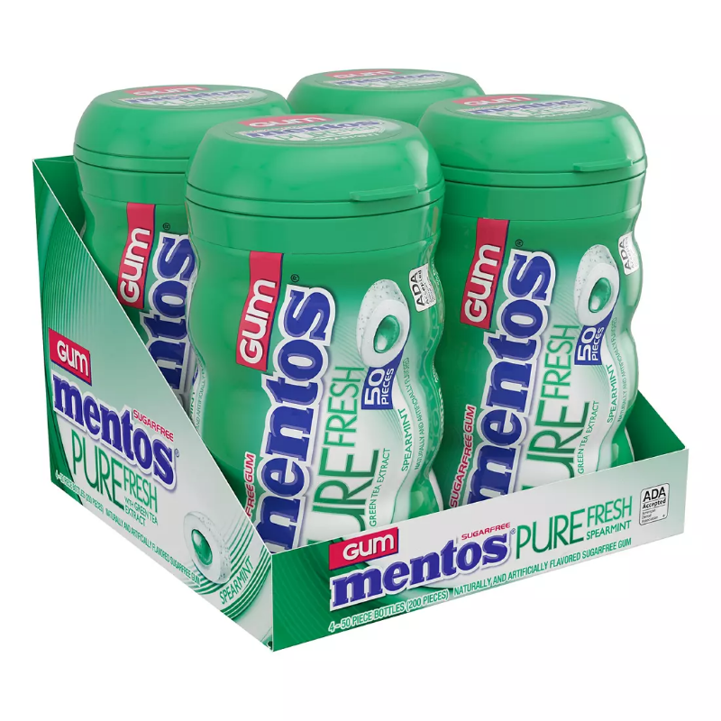 Mentos Pure Fresh Spearmint Gum 4 pk./50 ct.