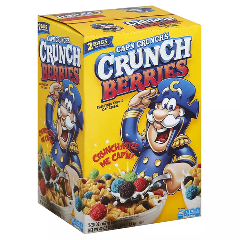 Cap'n Crunch's Crunch Berries Sweetened Corn & Oat Cereal. 2 pk. 20 oz.