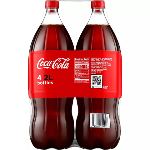 Coca-Cola Regular Soda. 4 pk. 2L bottles