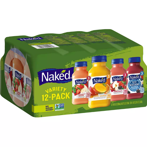 Naked 100% Juice Smoothies Variety Pack. 12 ct. 10 fl. oz.