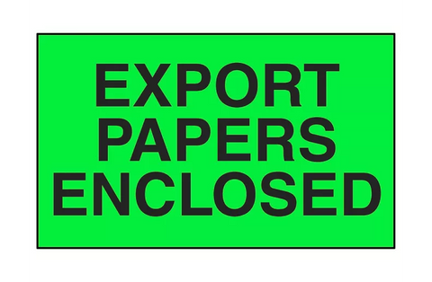 "Export Papers Enclosed" Label - 3 x 5"