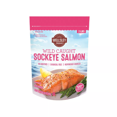 Wellsley Farms Wild Caught Sockeye Salmon. 2 lbs.